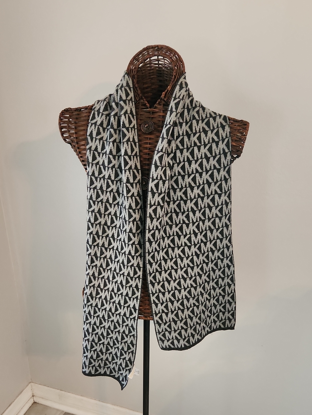 Michael Kors Black and White MK Logo Scarf